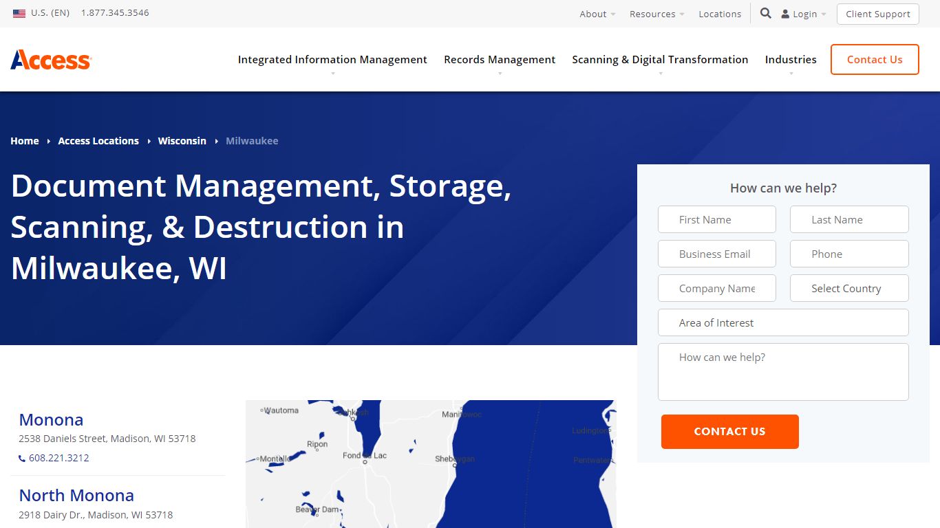 Milwaukee, WI Document Management, Storage, Shredding, & Scanning - Access